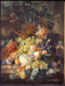 ヤン・ファン・ホイスム Painting - かごに山盛りになった果物の静物画 ヤン・ファン・ホイスム